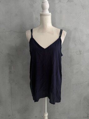CHASR 100% Silk Navy Blue Tank Top Size Large NEW NWT